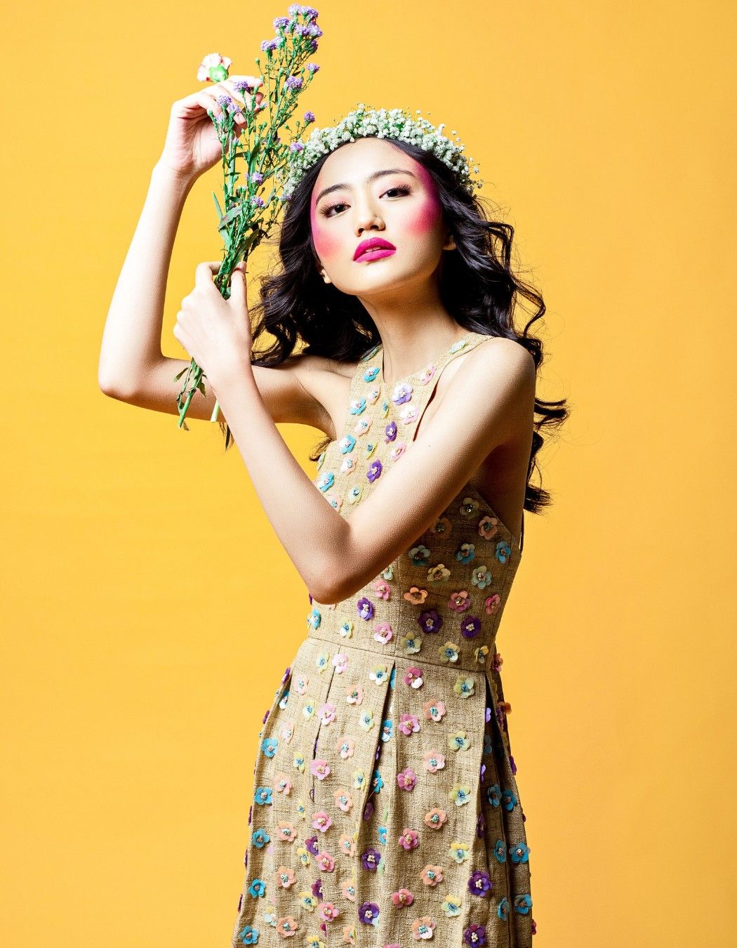 Beige Box Pleated Short Dress