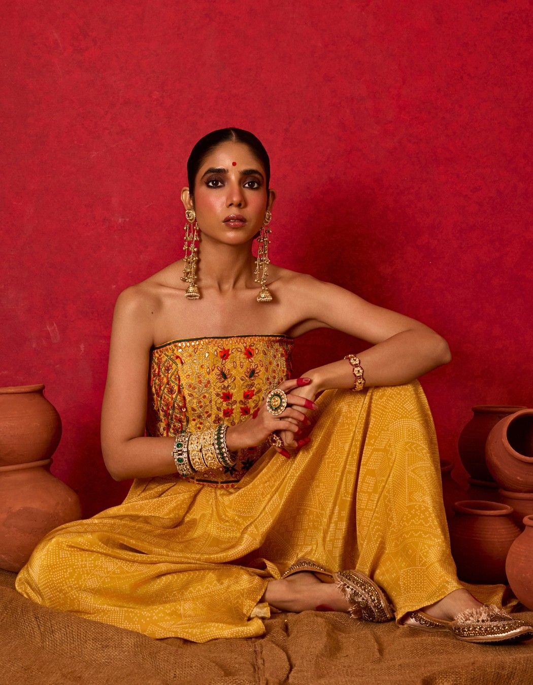 Embroidered Corset with Farshi Pants