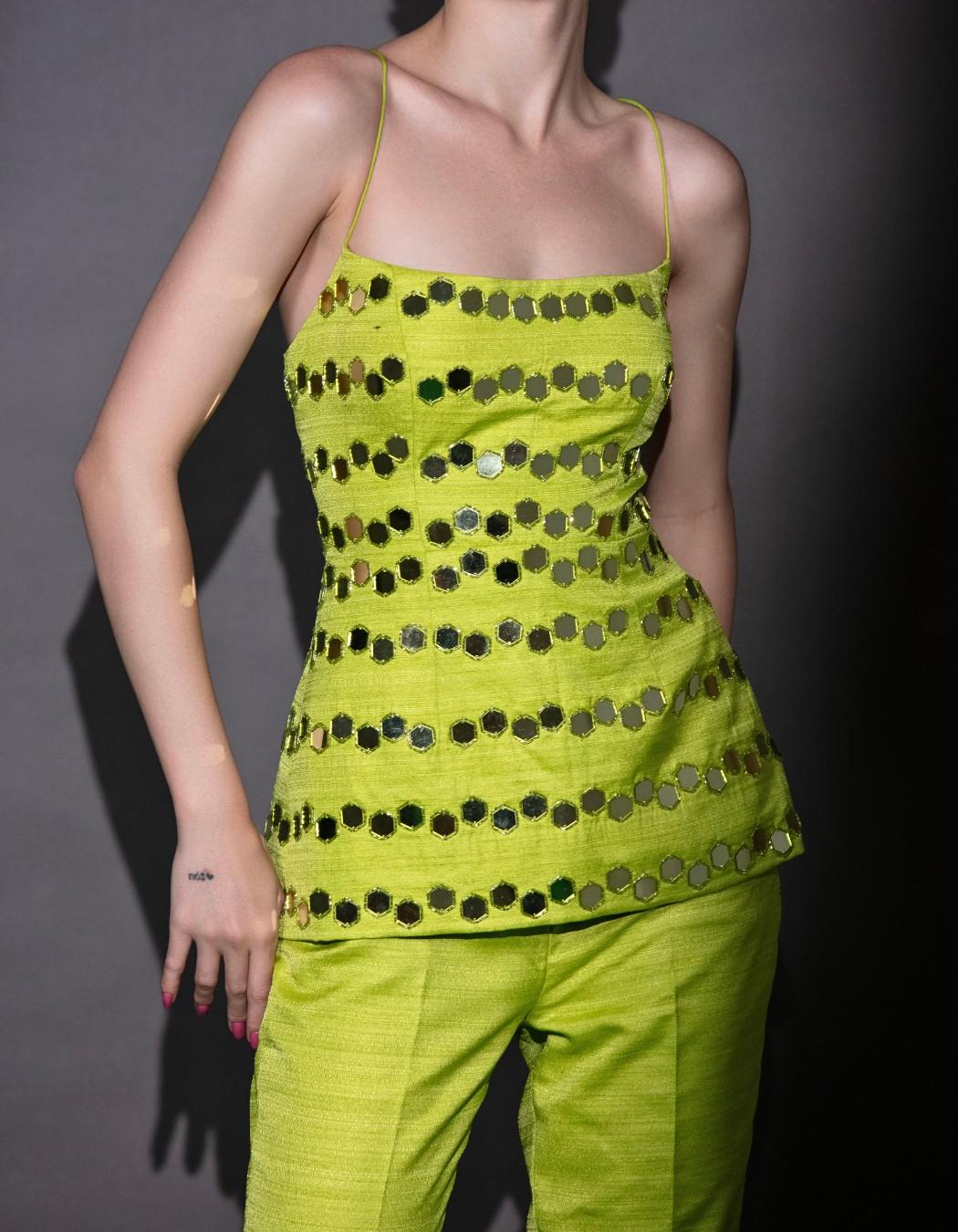 Lime Green Peplum Top & Pants