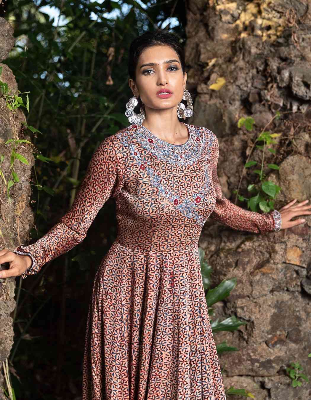 Peach Pink Anarkali Set