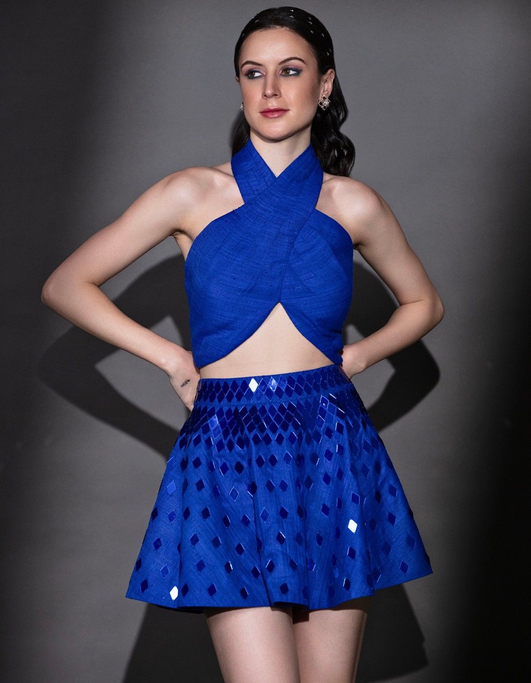 Royal Blue Cross-Body top & Skirt