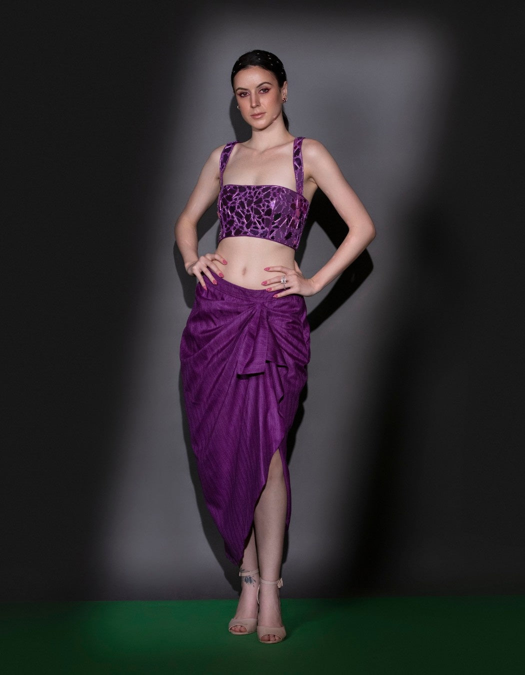 Aubergine Purple Drape Skirt & Top