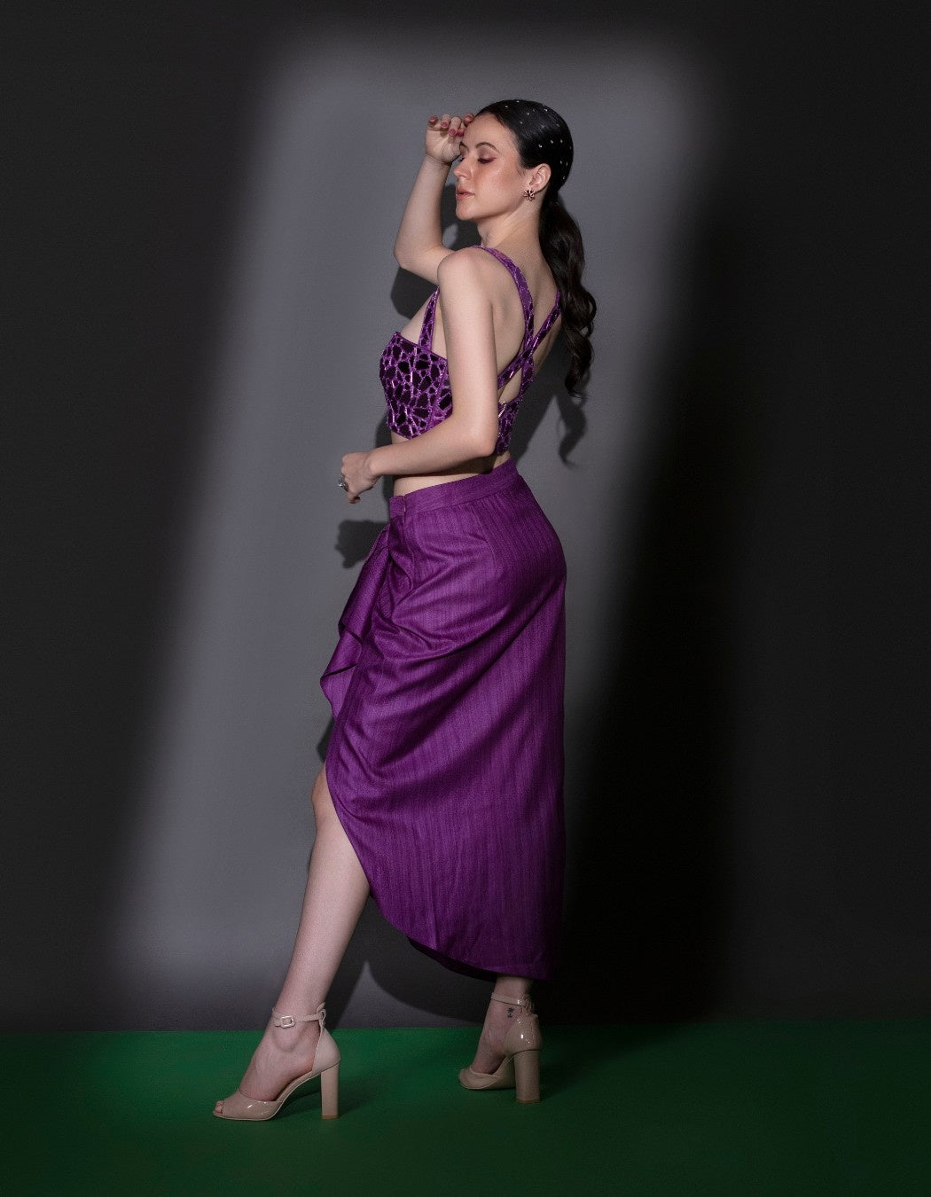 Aubergine Purple Drape Skirt & Top