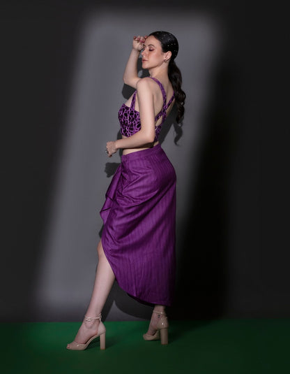 Aubergine Purple Drape Skirt & Top