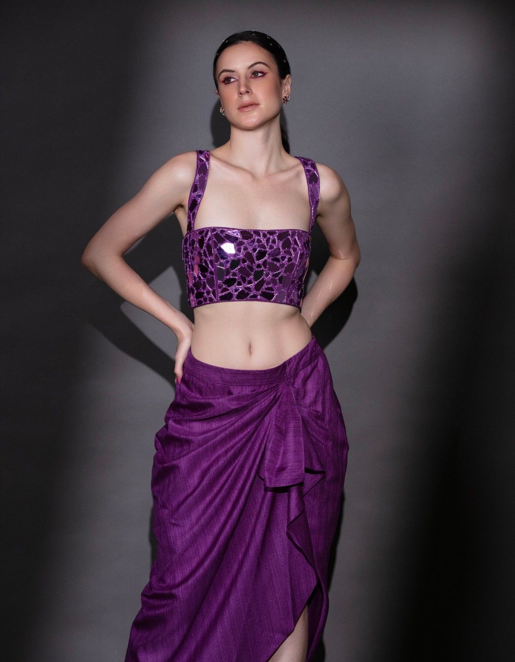 Aubergine Purple Drape Skirt & Top