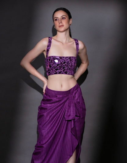 Aubergine Purple Drape Skirt & Top