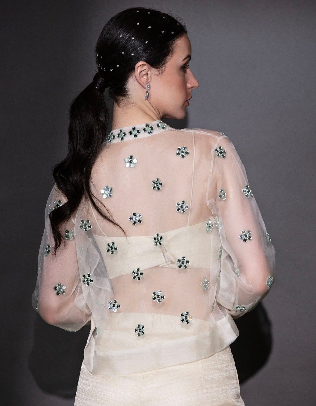 Beige Organza Shirt Co-Ord Set