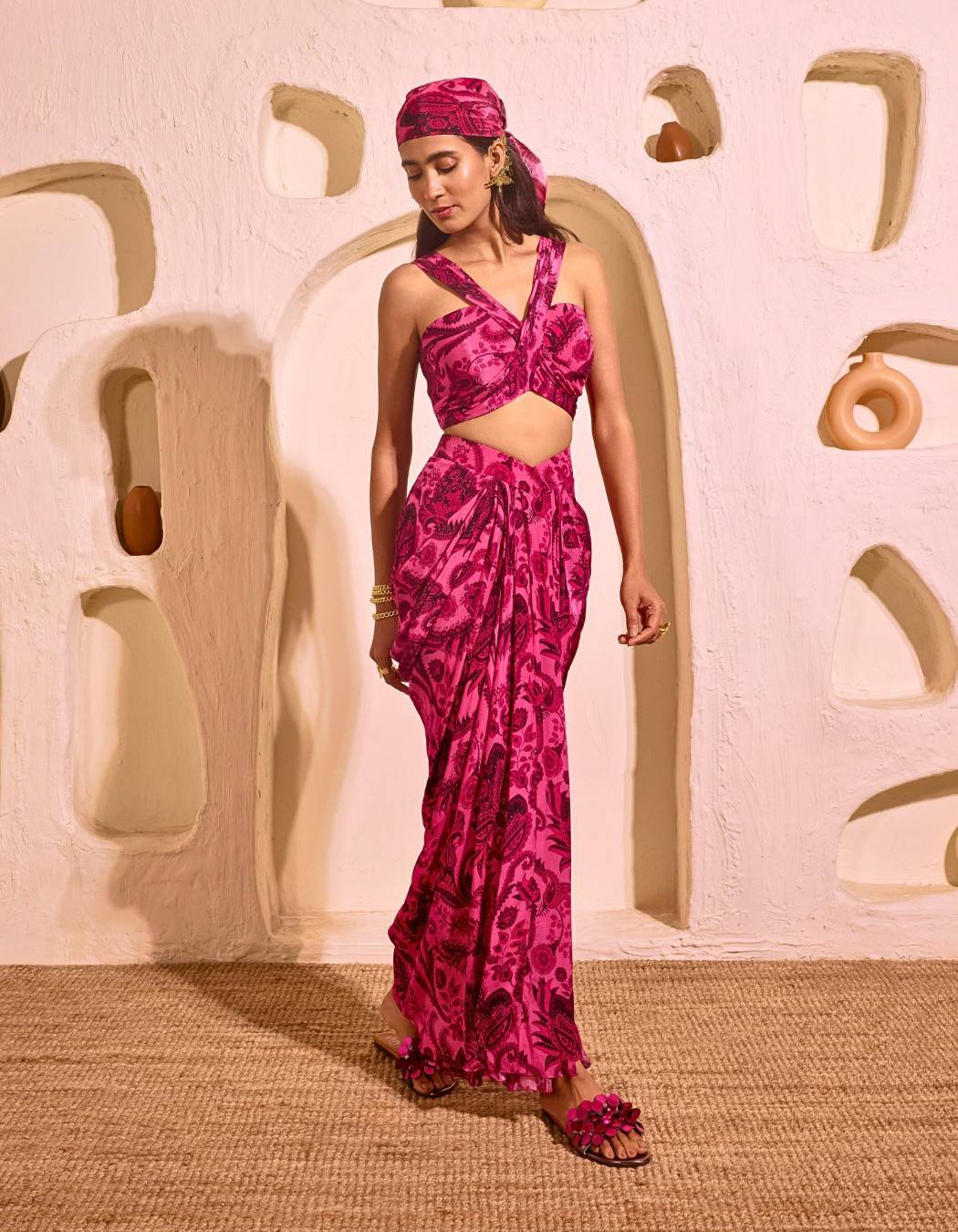 Bougainville Pink Top & Drape Skirt