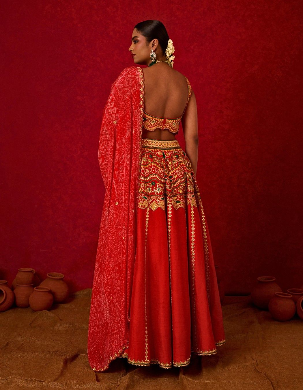 Bridal Lehenga Set with Printed Dupatta.