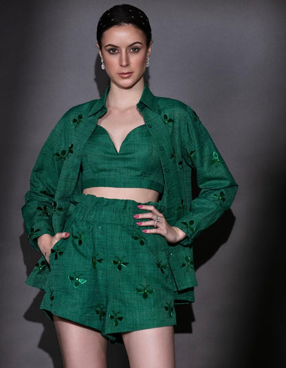 Emerald Green Co-Ord Set With Shorts