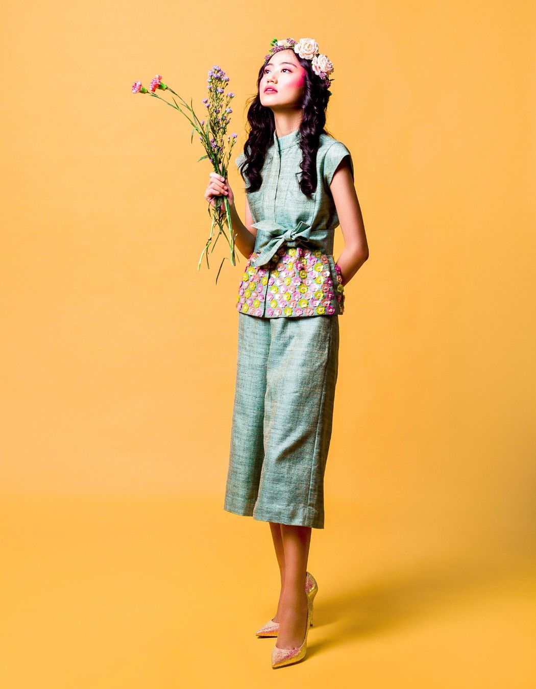 Emerald Green Short Sleeves Blazer Set