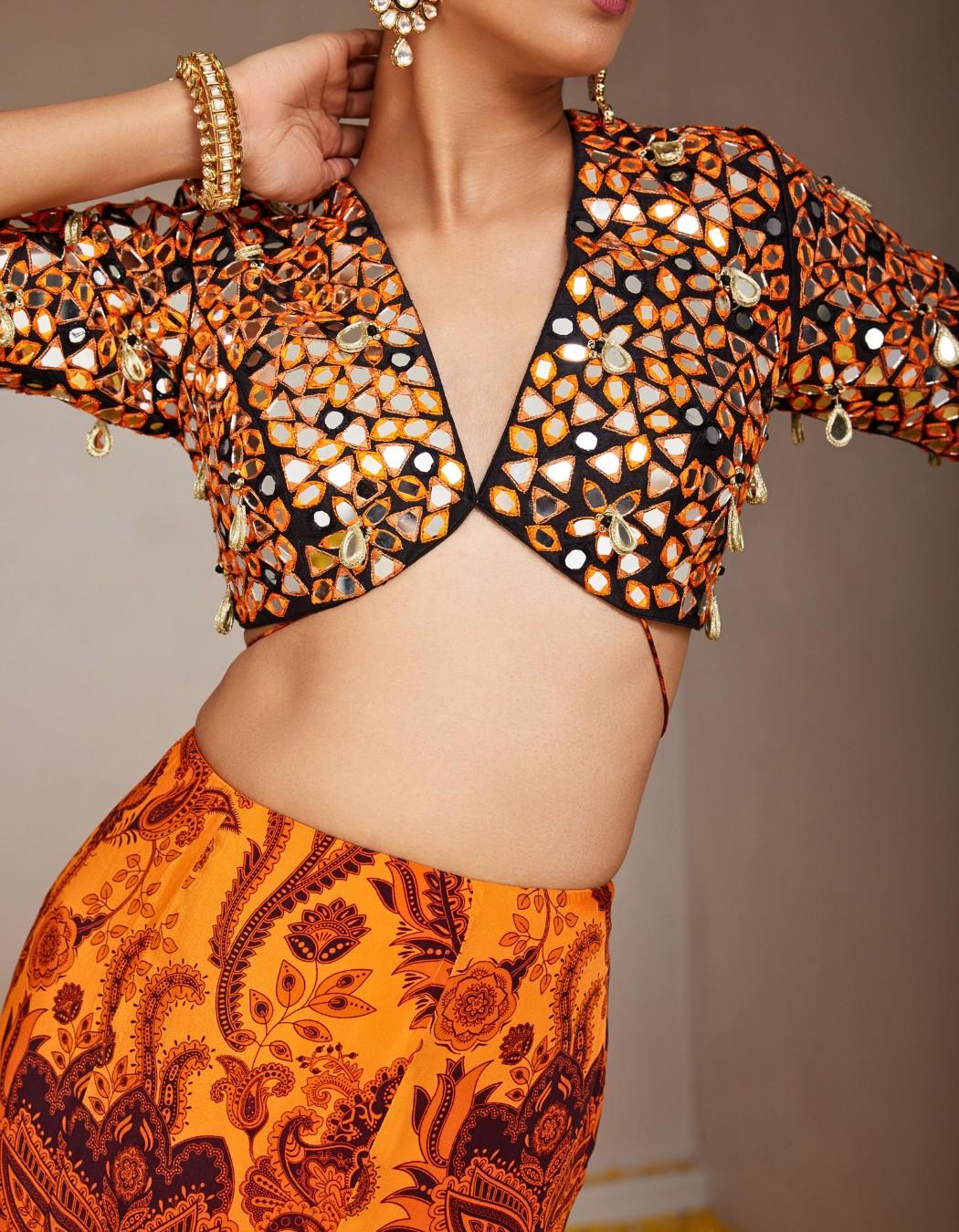 Genda Orange Fish-cut Lehenga