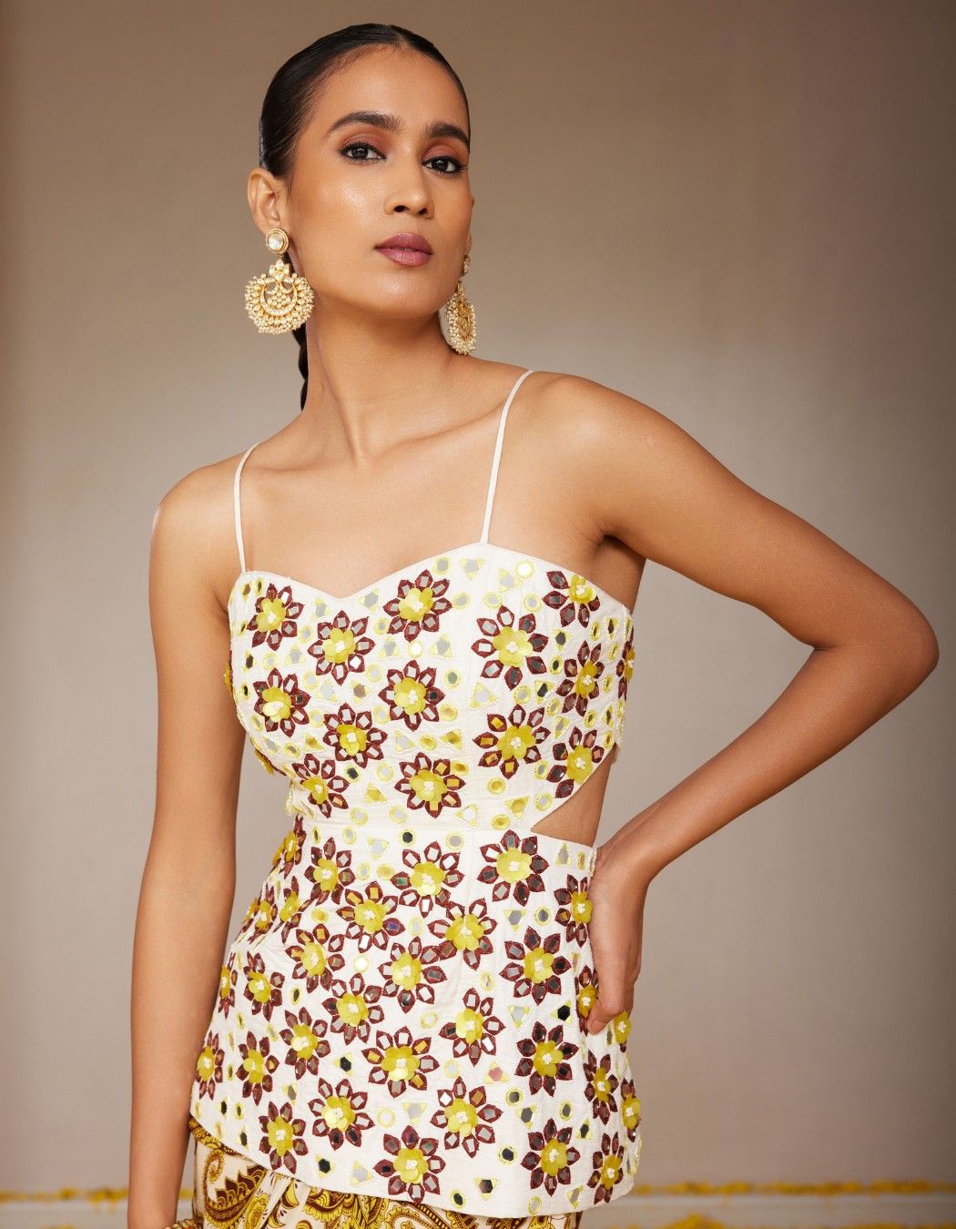 Genda Yellow Drape Skirt & Peplum Top