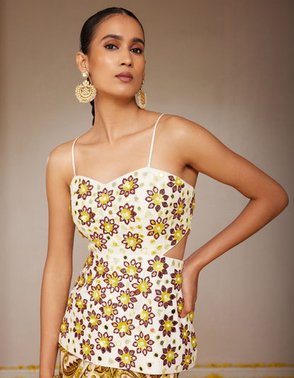 Genda Yellow Drape Skirt & Peplum Top