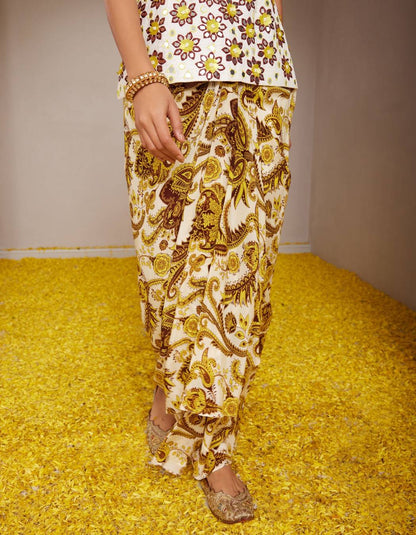 Genda Yellow Drape Skirt & Peplum Top