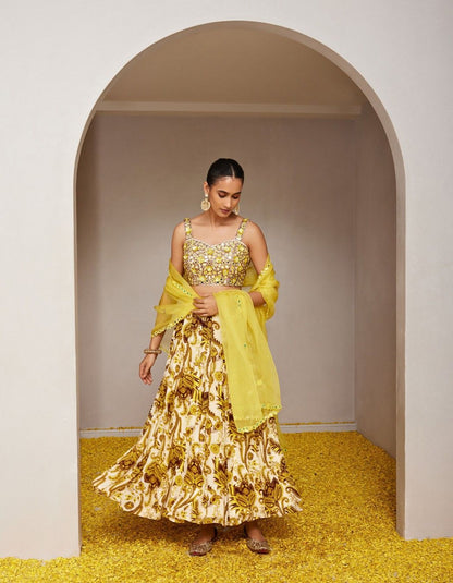 Genda Yellow Lehenga Set
