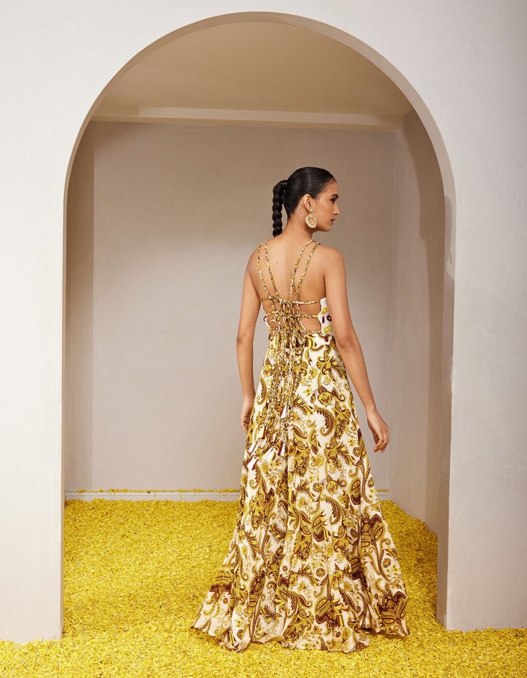 Genda Yellow Sharara Pants & Dori Blouse