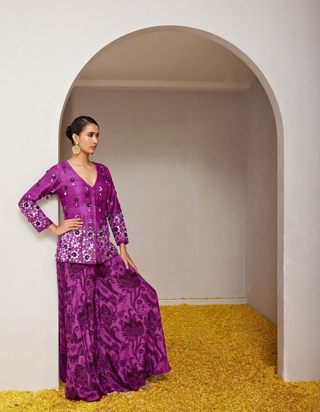 Gulaabi Purple Sharara & Jacket