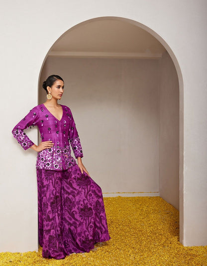 Gulaabi Purple Sharara & Jacket