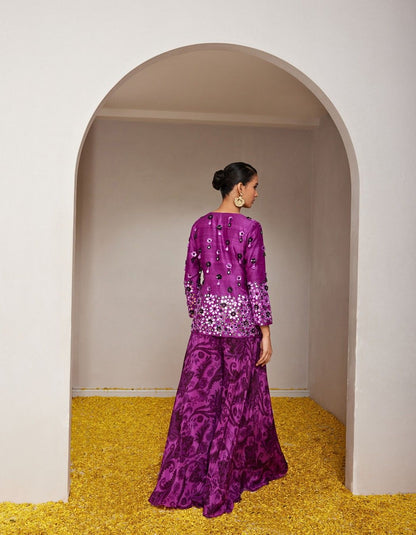 Gulaabi Purple Sharara & Jacket