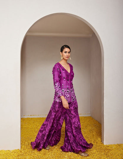 Gulaabi Purple Sharara & Jacket