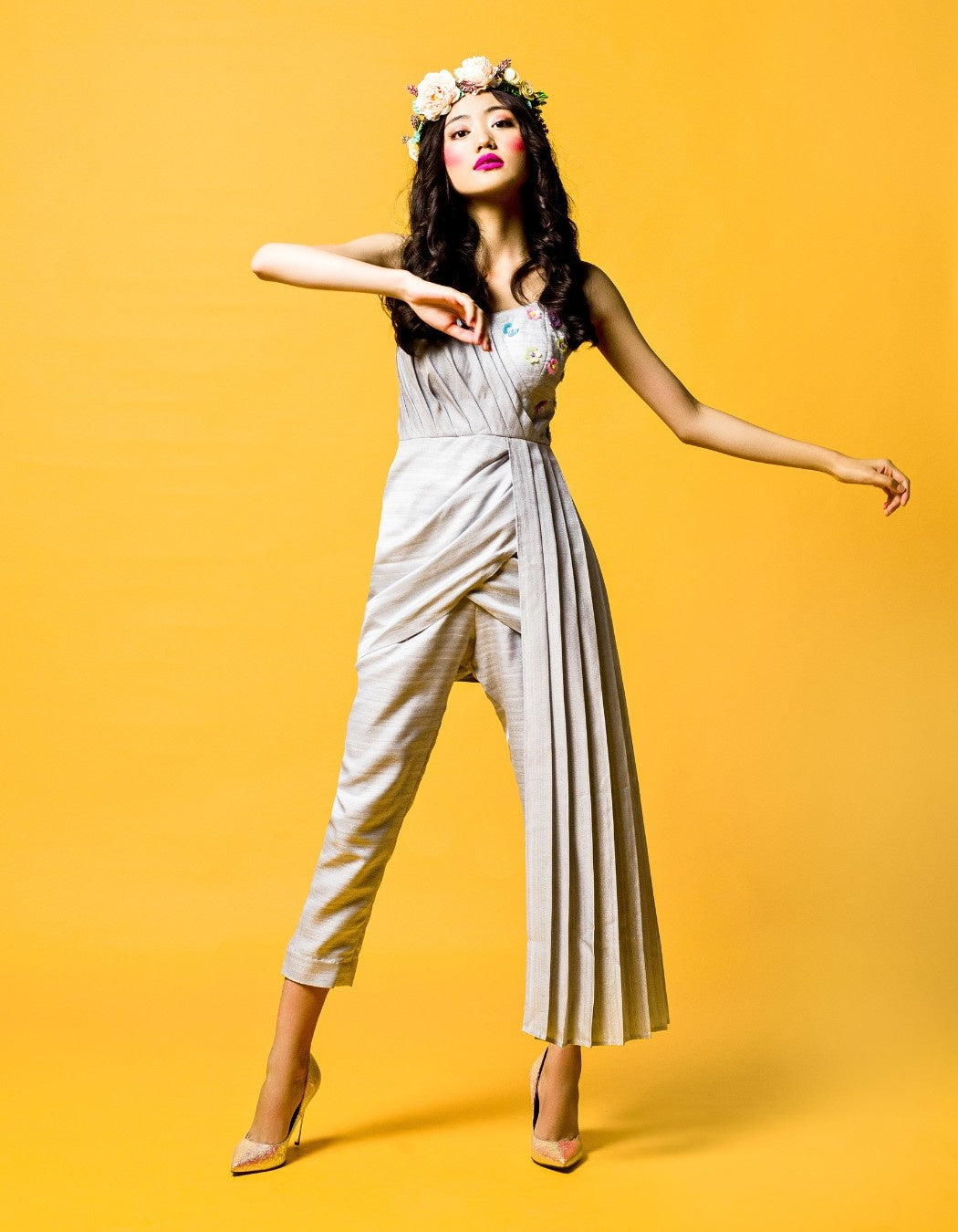 Icy Grey Peplum Co-Ord Set