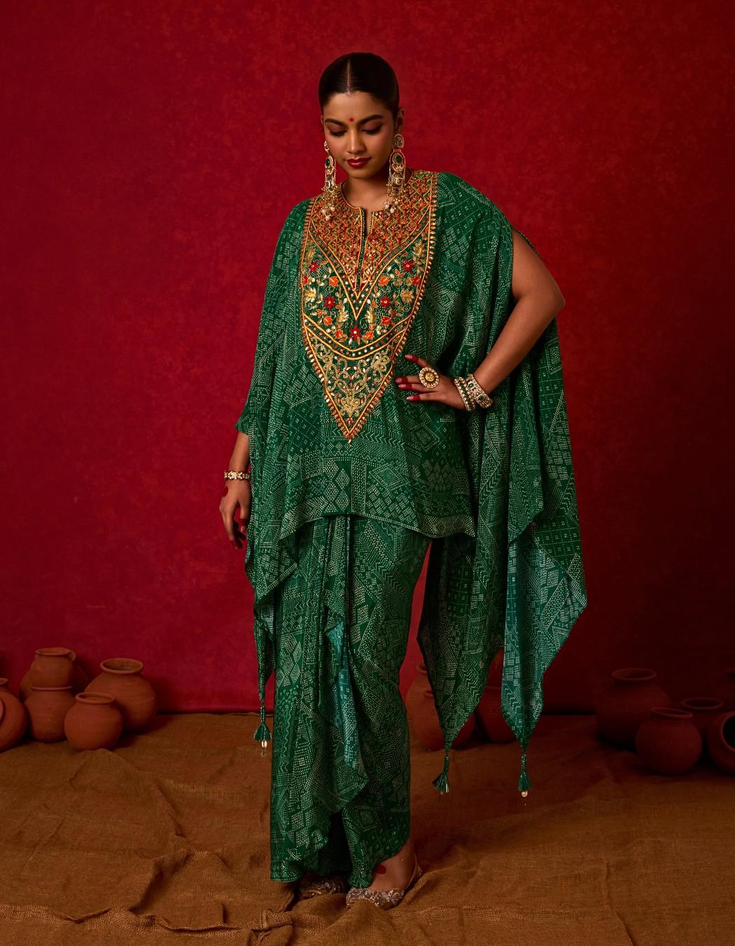 Kaftan Set with Drape Skirt