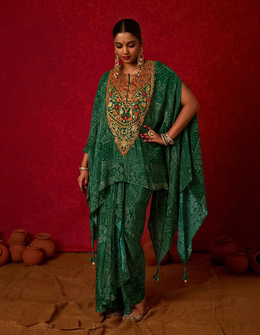 Kaftan Set with Drape Skirt