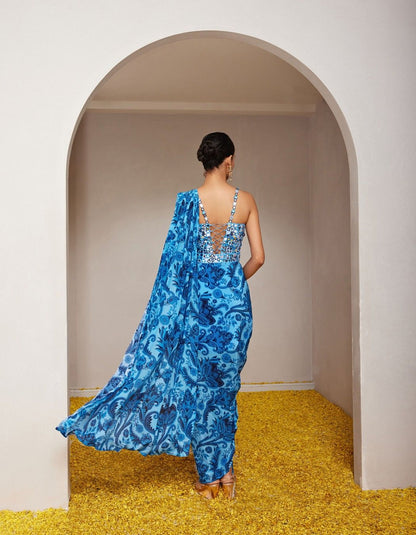 Krishna Blue Saree Drape