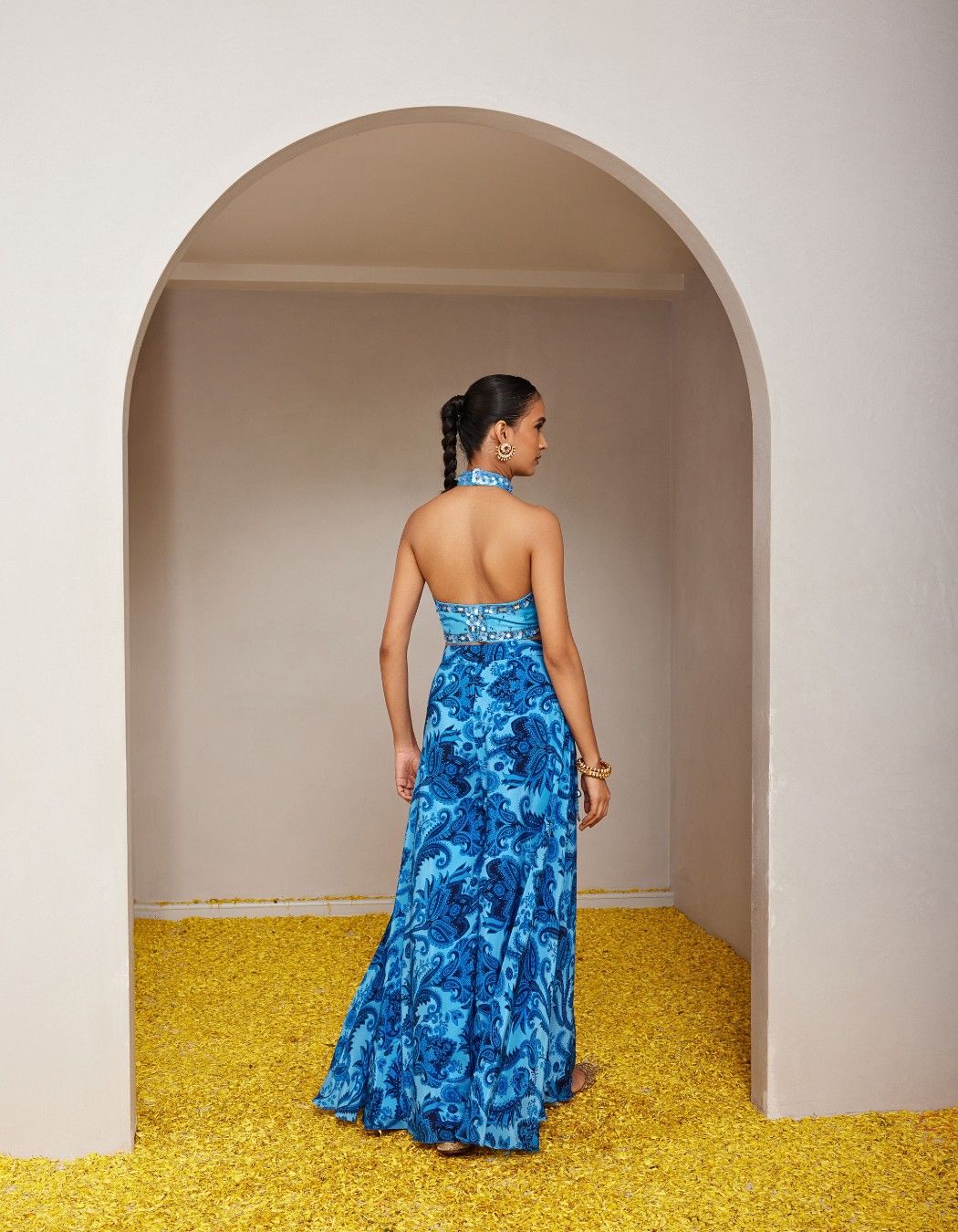 Krishna Blue Tassel Blouse & Sharara