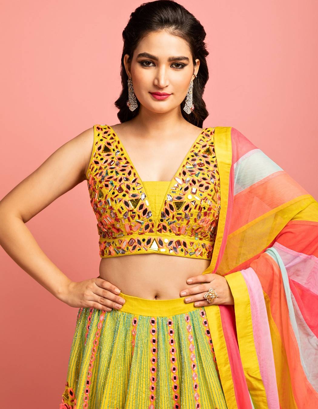 Lime Green Colorful Bridal Lehenga