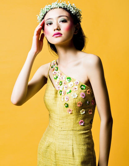 Lime Green One-Shoulder Jumpsuit