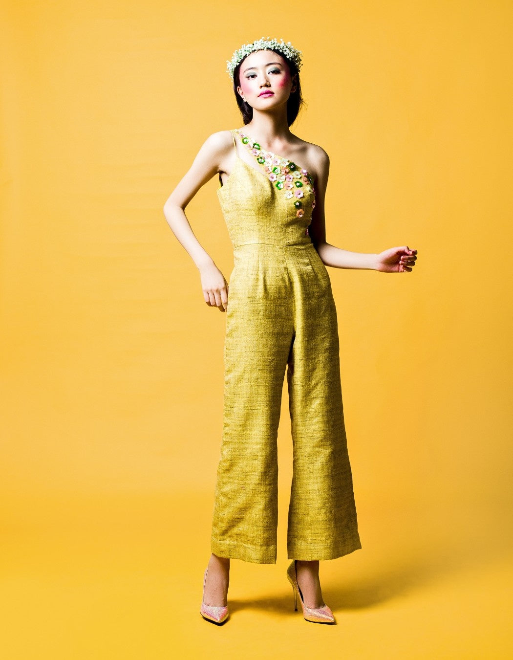 Lime Green One-Shoulder Jumpsuit