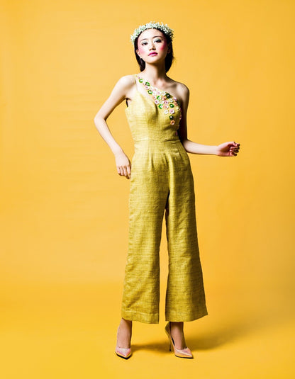 Lime Green One-Shoulder Jumpsuit