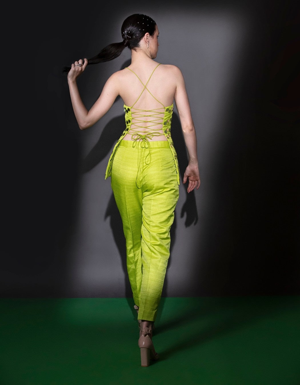 Lime Green Peplum Top & Pants