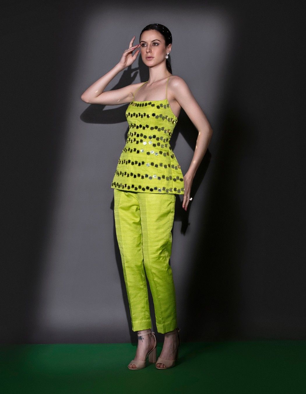 Lime Green Peplum Top & Pants