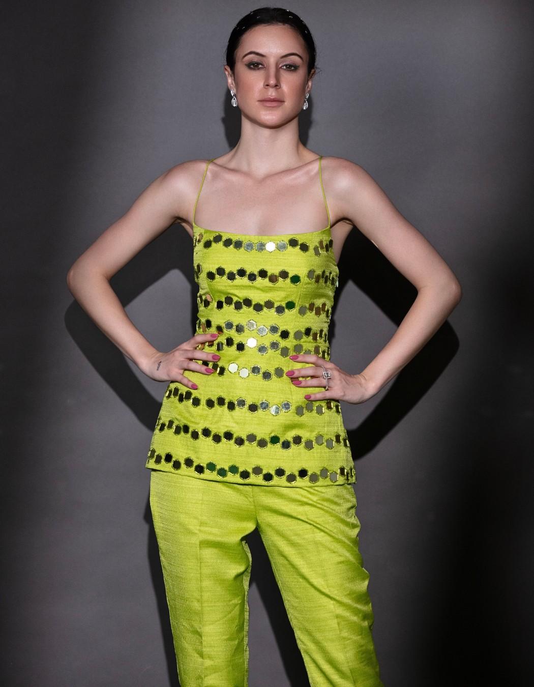 Lime Green Peplum Top & Pants