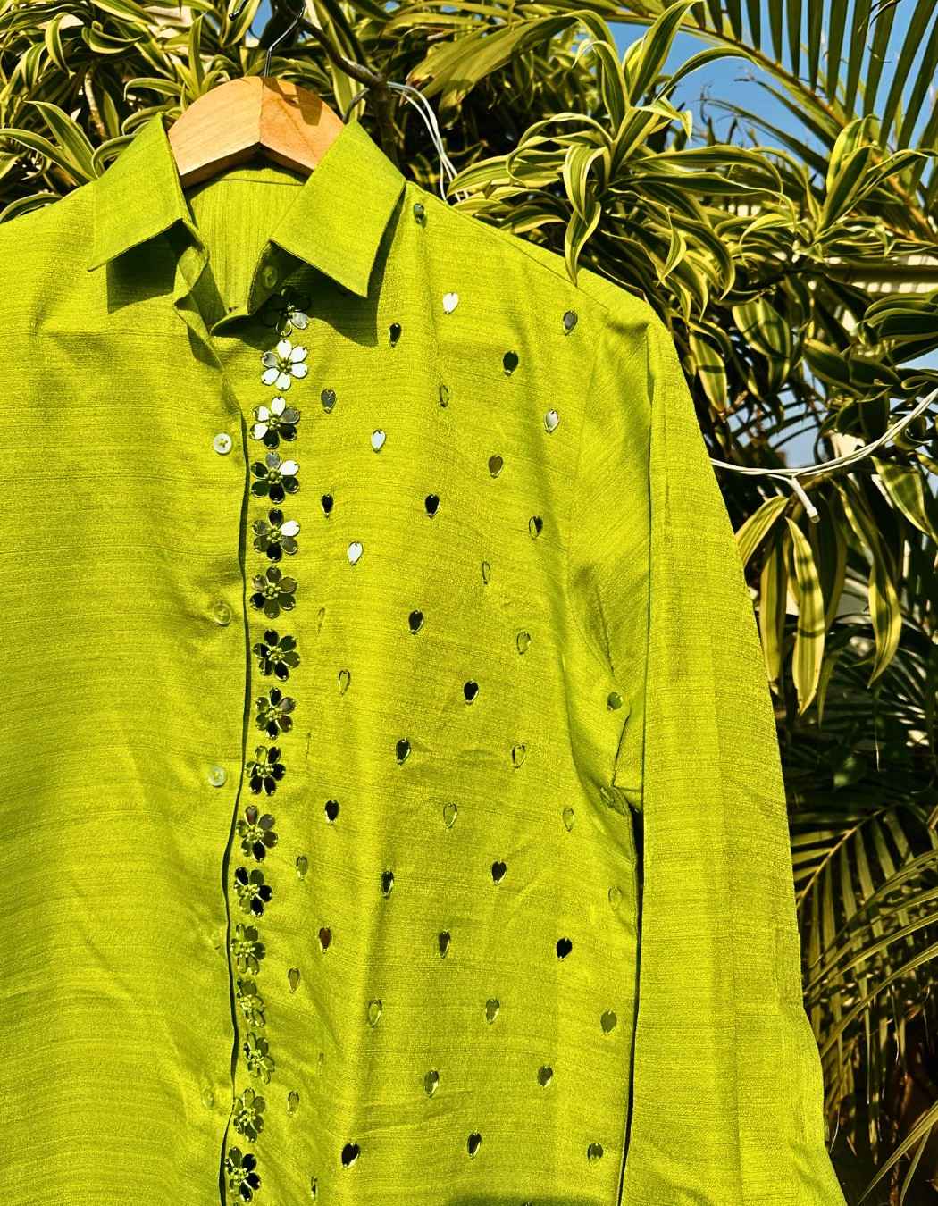 Lime Green Shirt & Skirt Set