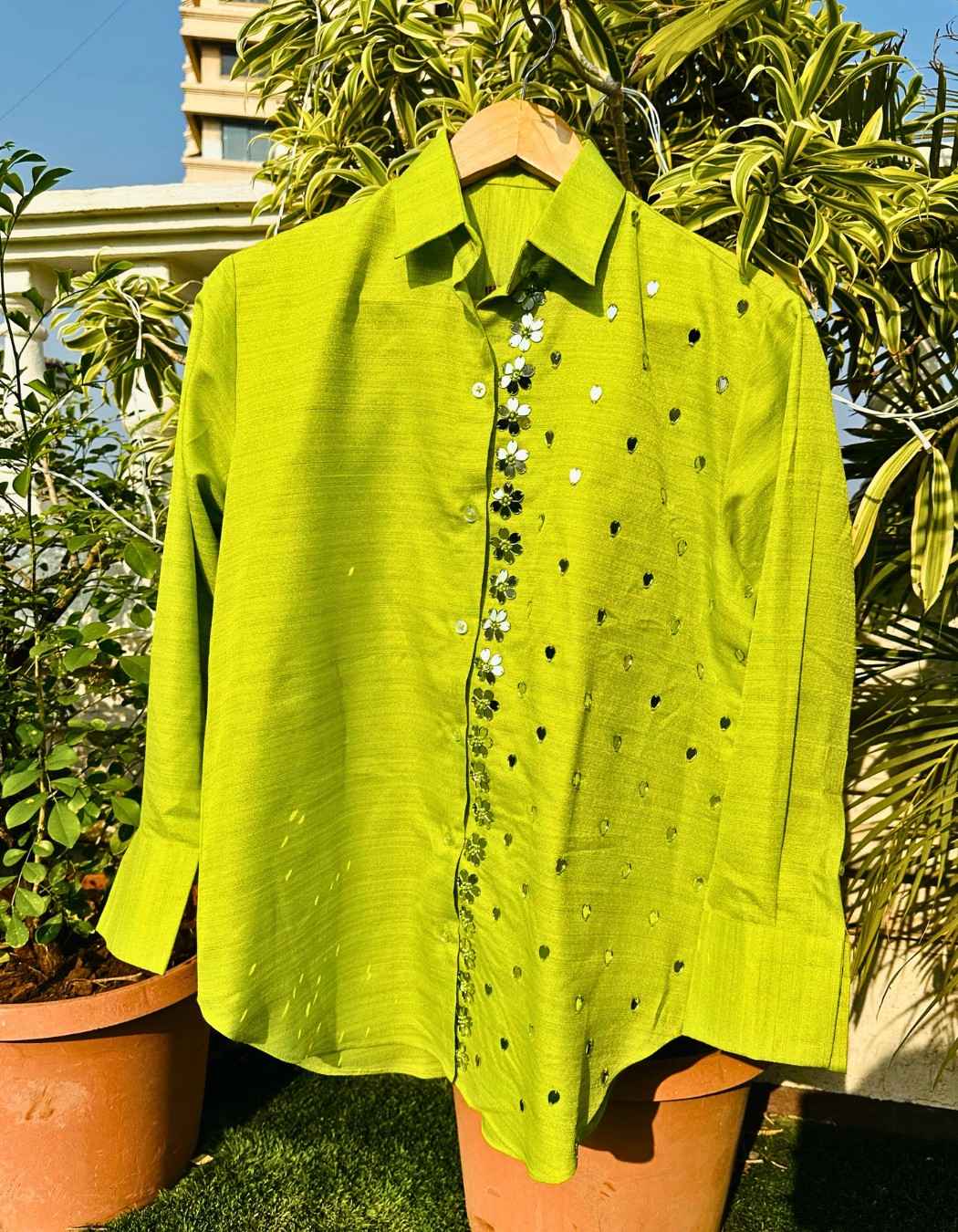 Lime Green Shirt & Skirt Set