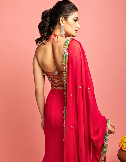 Magenta Pink Fish-Cut Lehenga Set