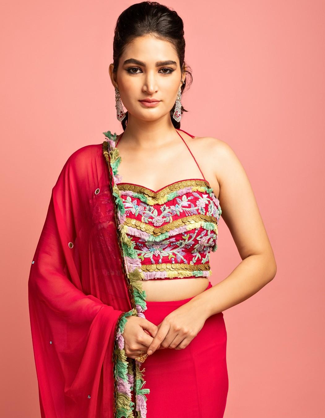 Magenta Pink Fish-Cut Lehenga Set