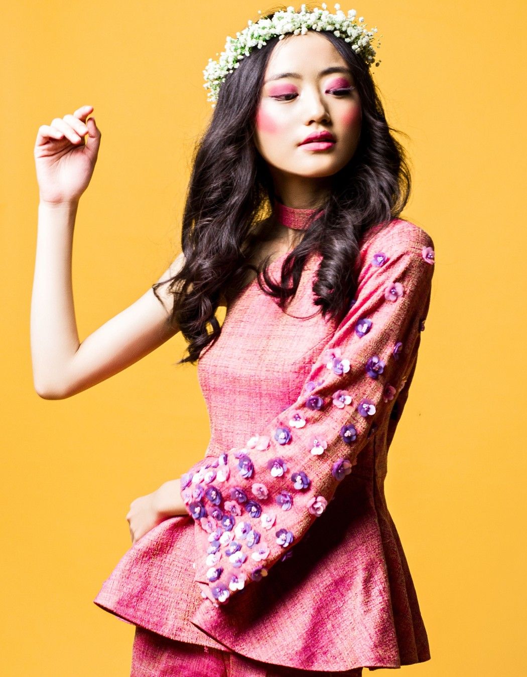 Majenta Pink Ruffle Peplum Set
