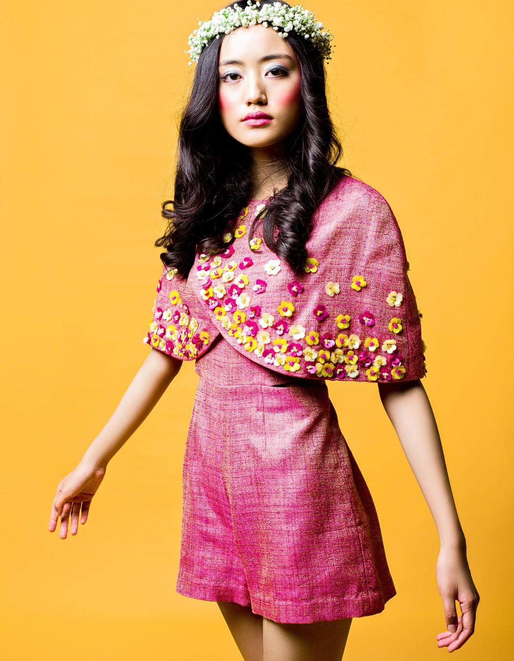 Majenta Pink Short Jumpsuit & Cape