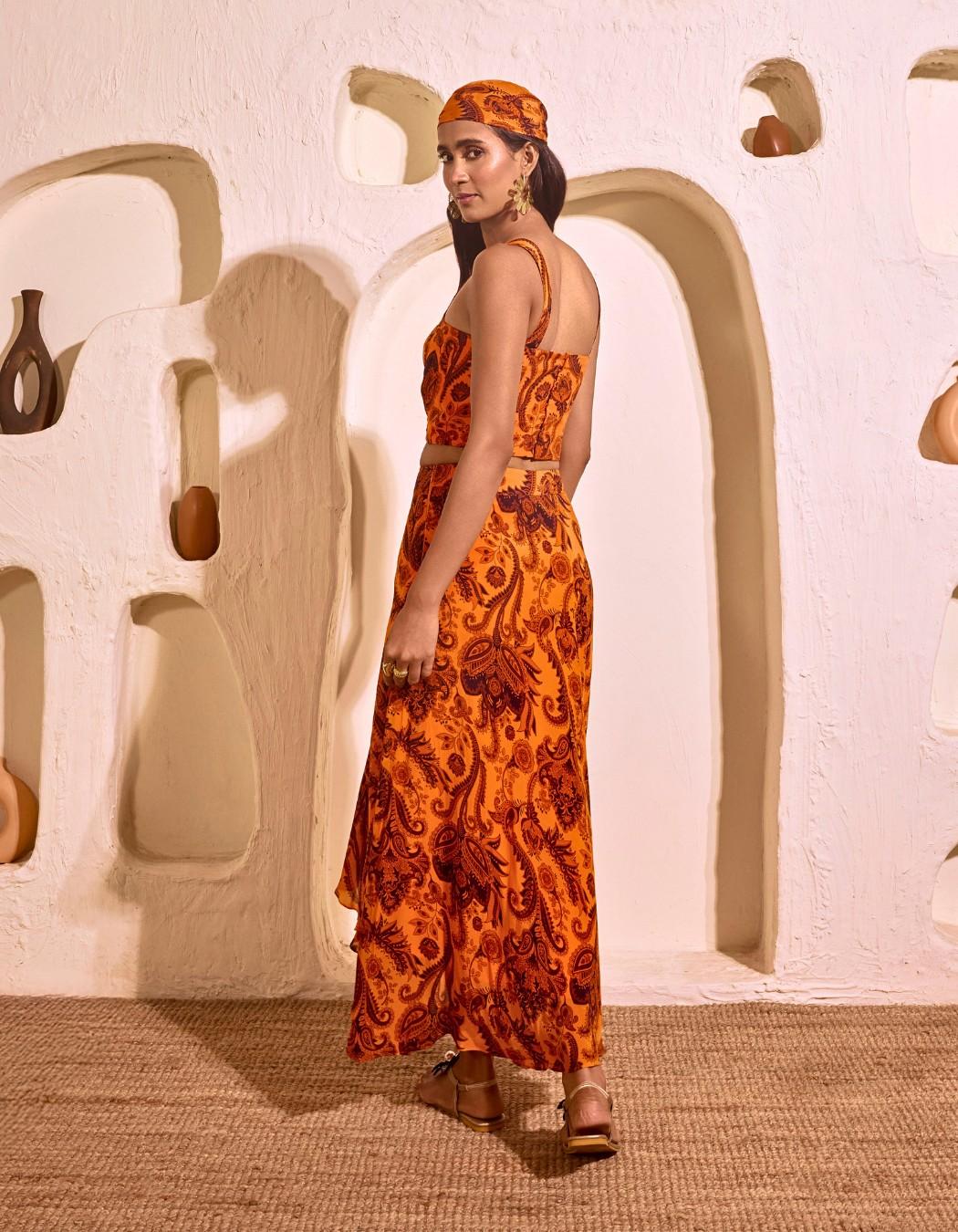 Mandarin Orange Corset Skirt Set