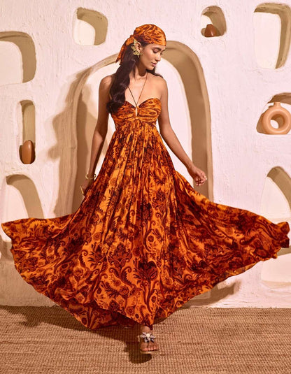 Mandarin Orange Maxi Dress