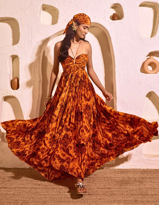 Mandarin Orange Maxi Dress