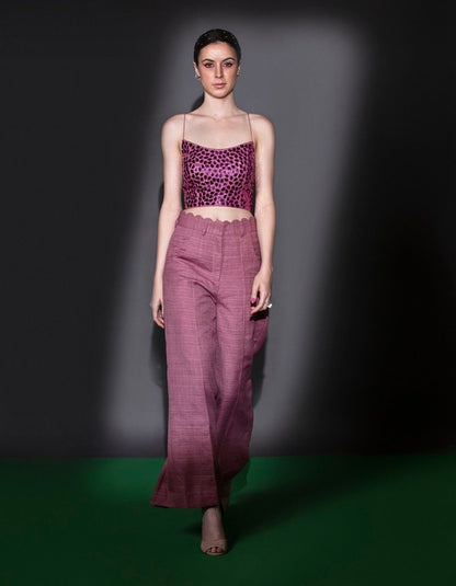 Mauve Purple Croptop And Scallop Pants
