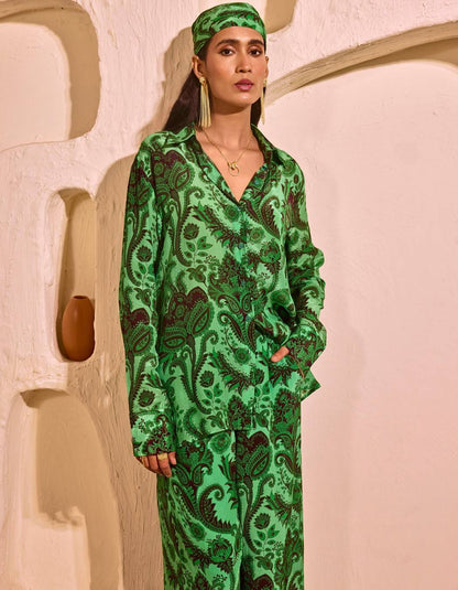 Mediterranean Green Shirt Pants Set