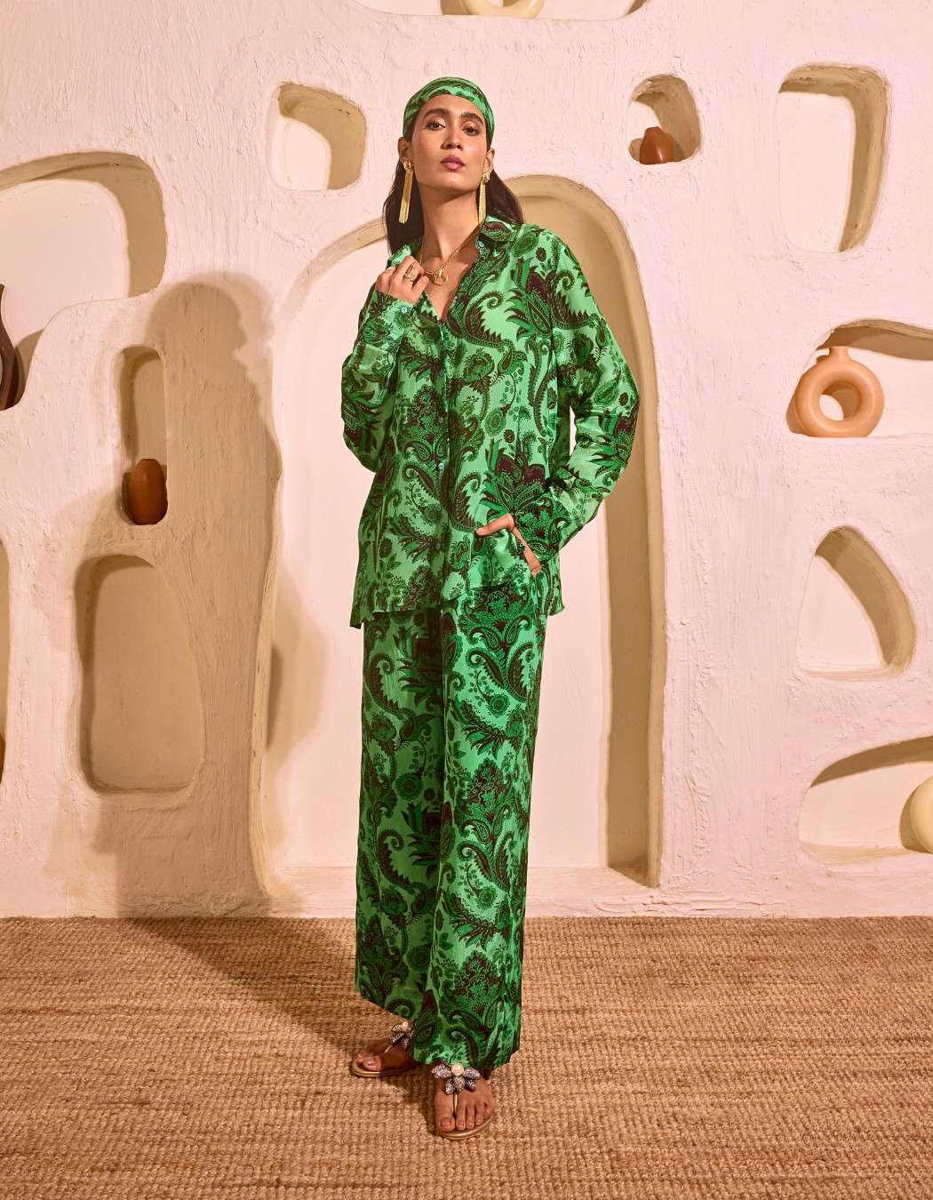 Mediterranean Green Shirt Pants Set