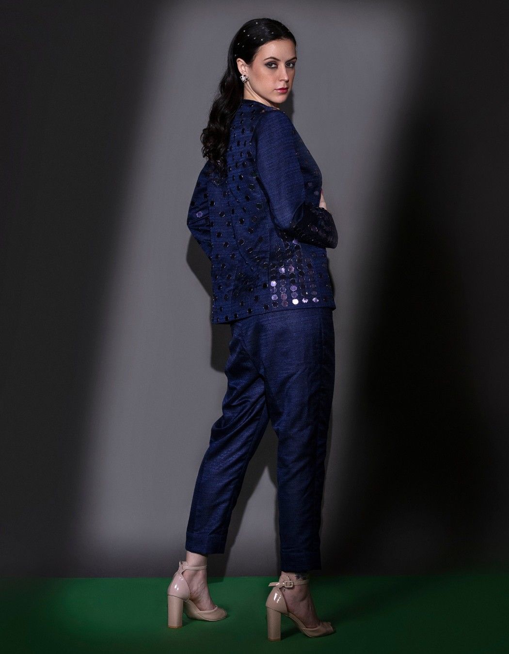 Midnight Blue Jumpsuit & Blazer Set
